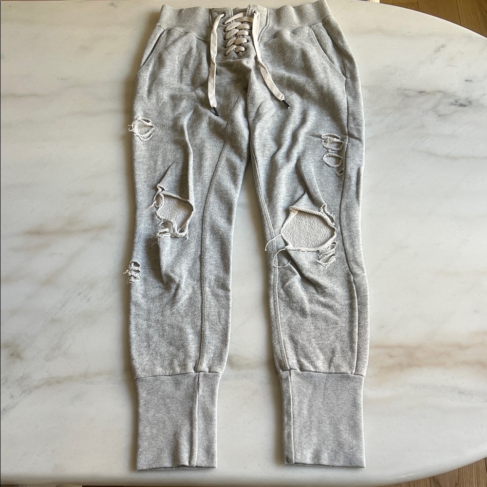 NSF Light Gray Distressed Sweatpants
